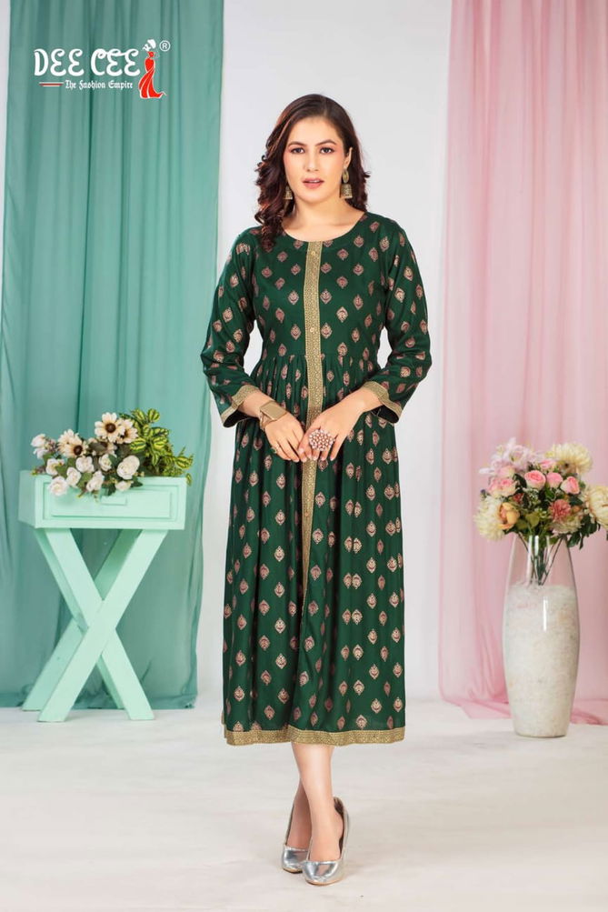 Vedanti By Deecee Beautiful Rayon Anrakali Kurtis Wholesale Market In Surat